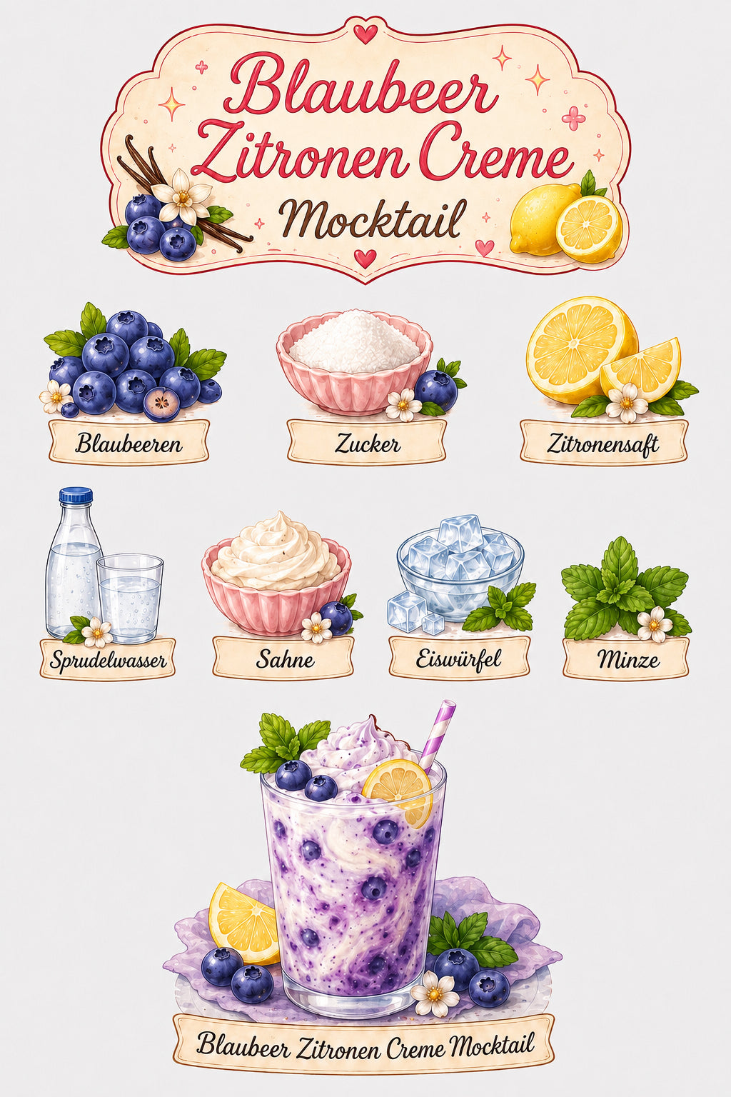 Blaubeere Zitrone Creme